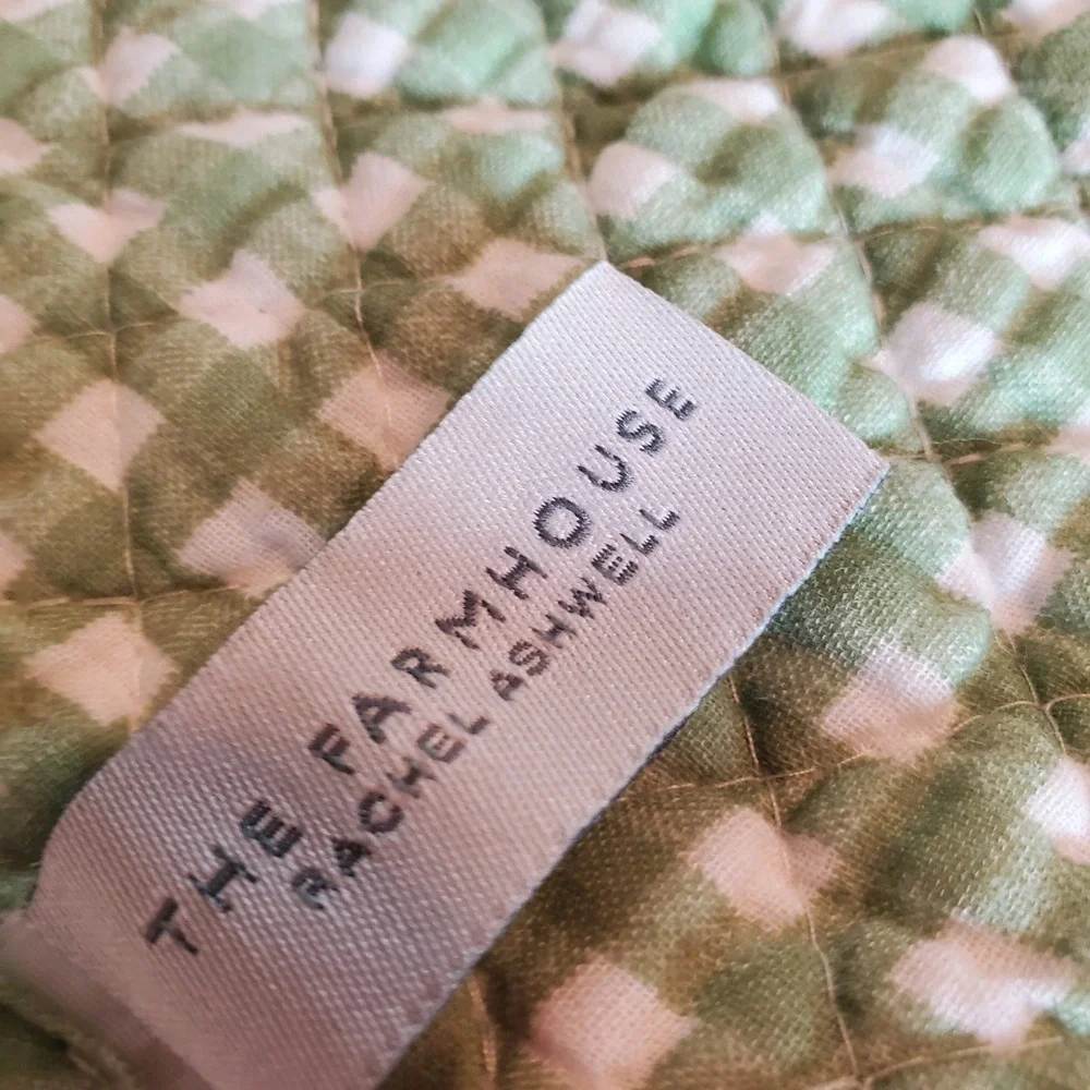 Rachel Ashwell Farmhouse Reversible Quilted Table Runner Gingham Green 71x13